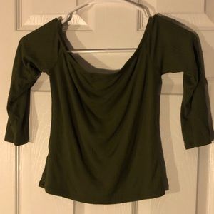 Green off the shoulder long sleeve